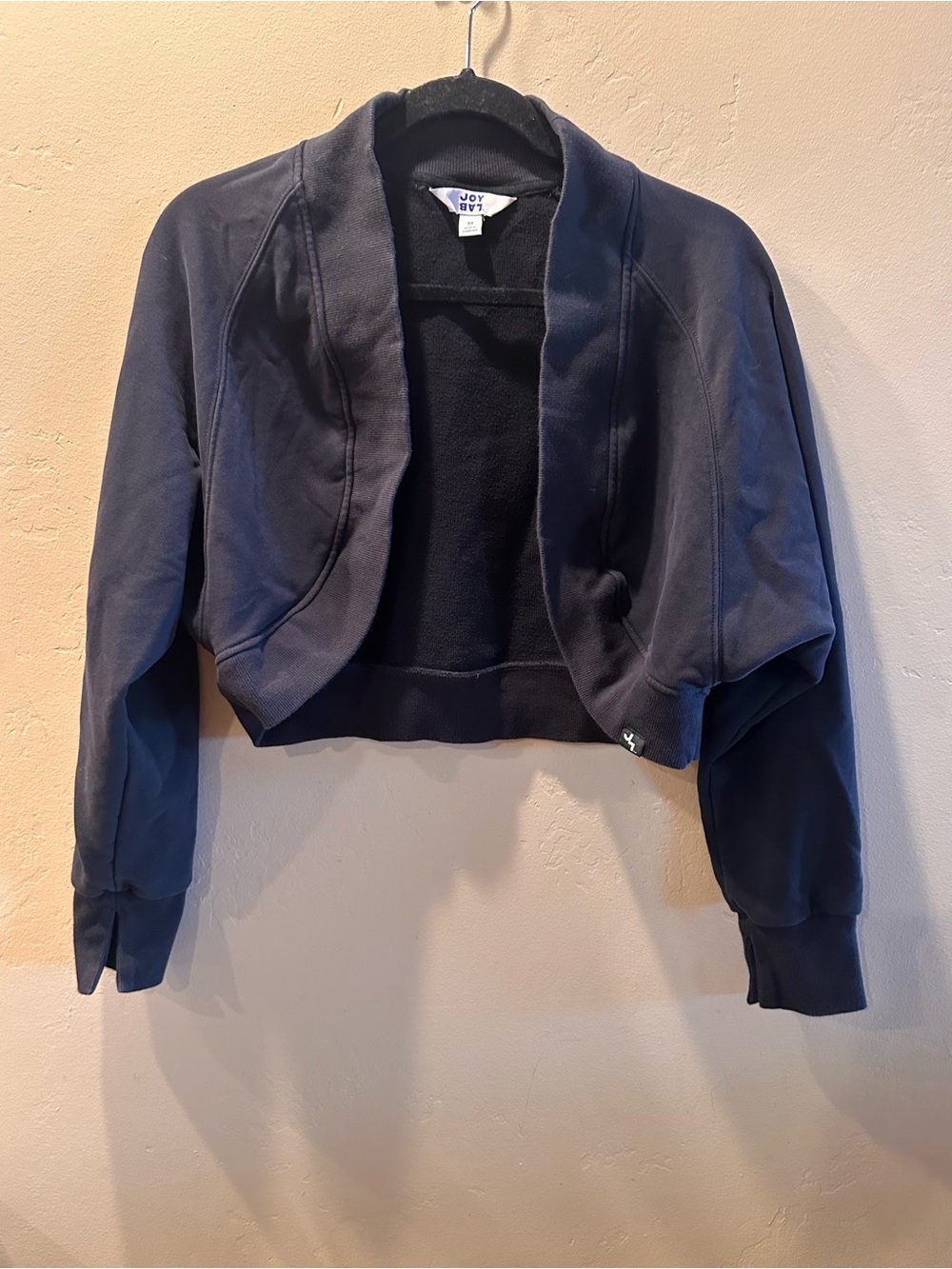 JoyLab Black Cropped Open Front Shrug Cardigan Sweatshirt Size M Activewear